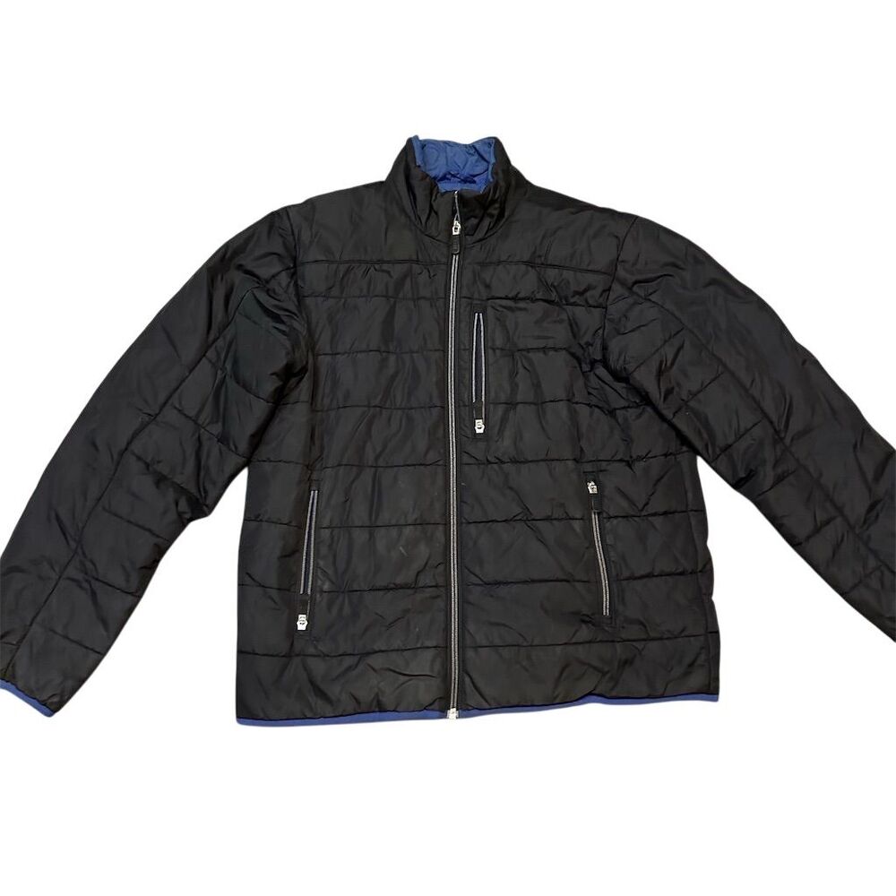 Lands' End Men's Black Quilted Puffer Jacket Medium Winter Casual